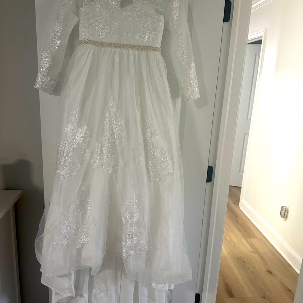 Communion dress,  Never worn Long sleeve with Train